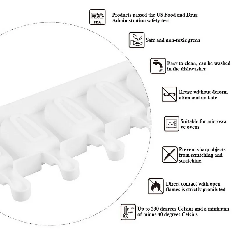 

8 Holes Silicone Ice Cream Mould Ice Cube Tray Popsicle Barrel Diy Mold Dessert Mold with Popsicle Stick Silicone forms