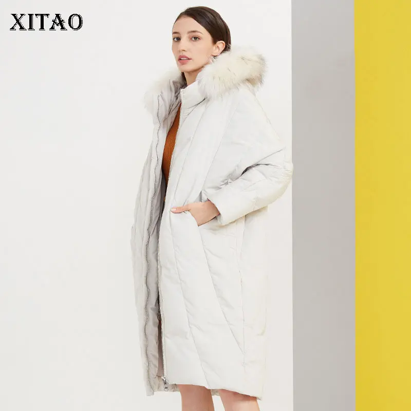 Женское длинное пуховое пальто XITAO модная новинка осени 2019 Элегантное