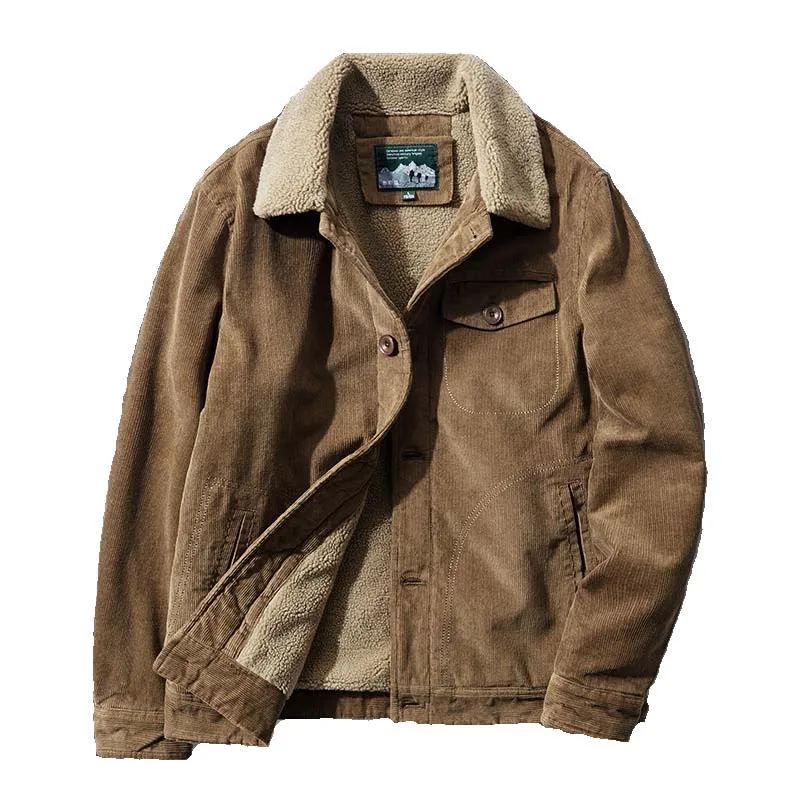 

Mcikkny Men Winter Corduroy Jackets Coats Thermal Warm Casual Outwear Tops For Male Windbreak Size M-5XL