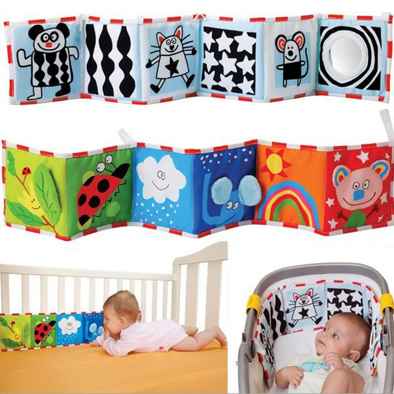 

0-12 months newborn crib bed baby toys soft cloth books infant colors/ animal early educational stroller rattle toys SA894165