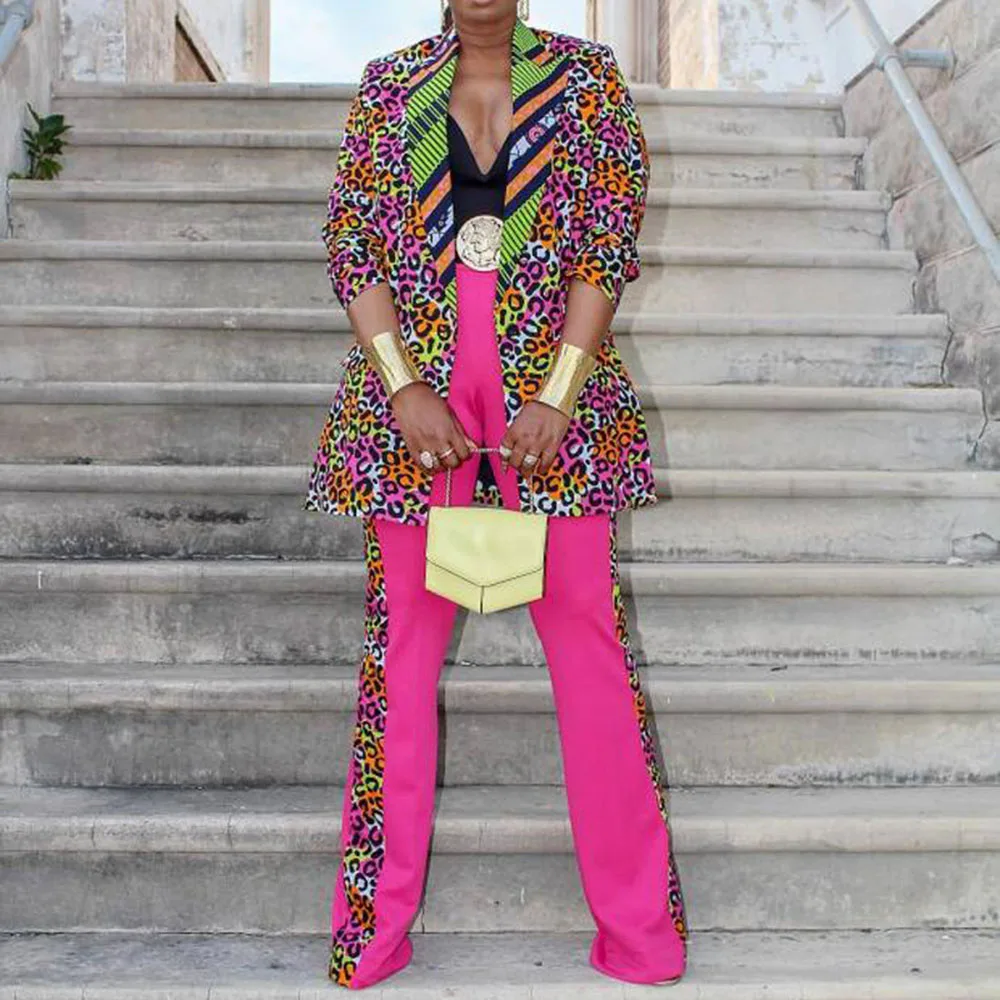 Женский офисный комплект из 2 предметов с леопардовым принтом размера плюс топ и