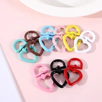 10pcs love heart shape clips buckles keychain trigger hooks lobster clasp hook diy key ring clasp for jewelry making findings