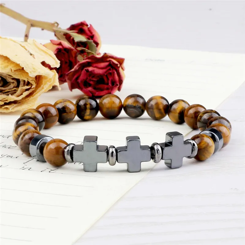 Природные лавы эластичный браслет с камнями бусины Агаты браслеты тигровым