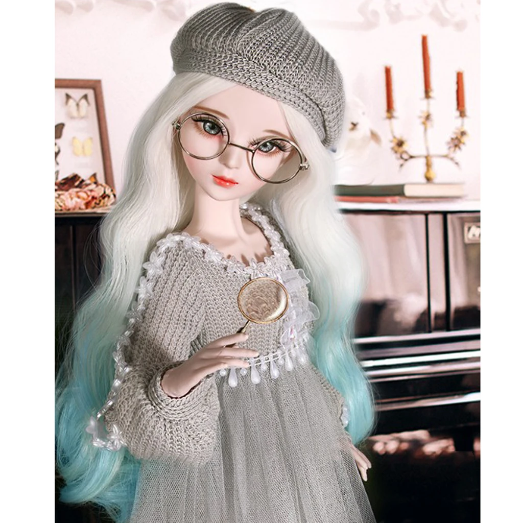

1/3 Cute Princess Sweater Dress with Lace Stockings for BJD Doll Changing Accessories Gray