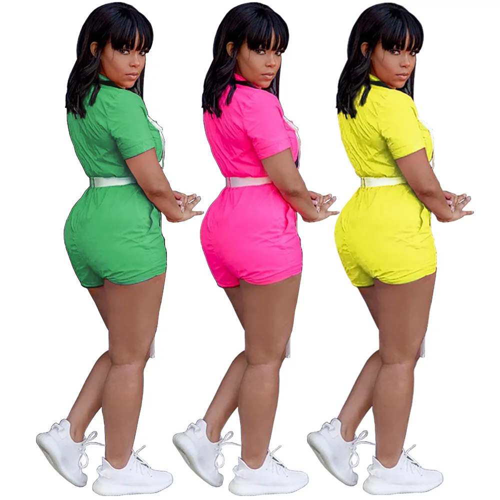 

Женская одежда Ursuper с перекрестными границами в европейском и американском стиле, однотонный комбинезон разных цветов на молнии со шнуровк...