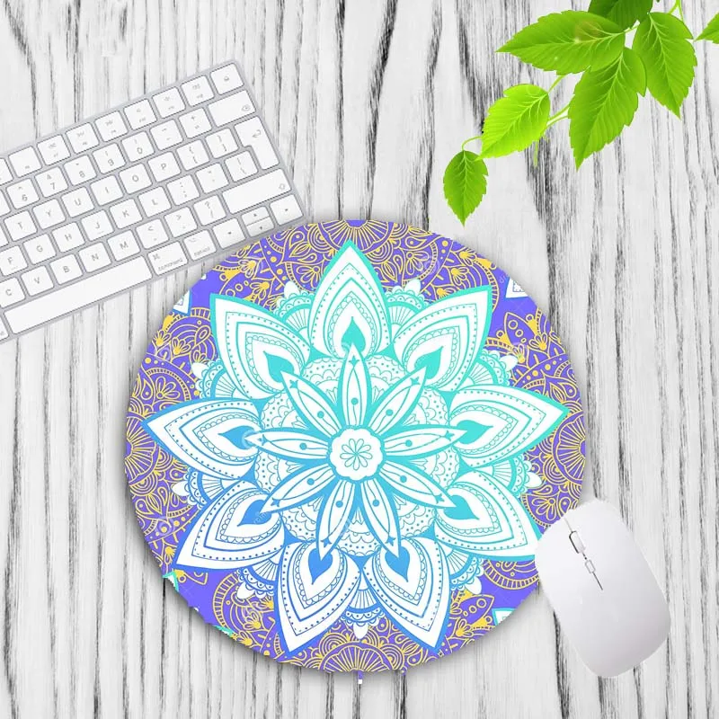 XGZ Colorful Mandala Vintage Persian Carpet Round Mouse Pad Gamer Keyboard Mouse Mat Gaming Desk Mousepad for CS GO 20X20CM