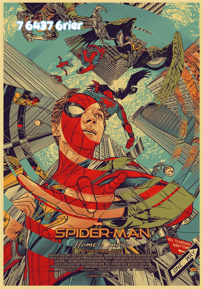 Постер серии Marvel с супергероями декоративный Рисунок из крафт-бумаги в ретро