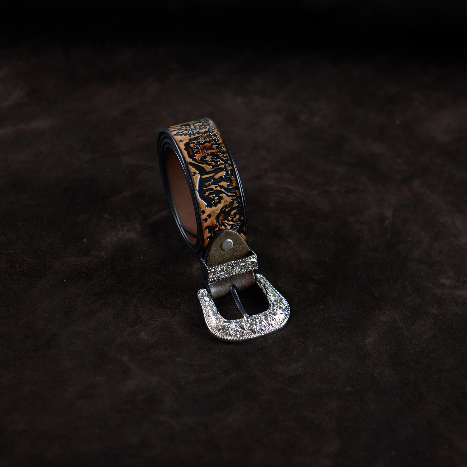 Belts For Men Tiger Belt Cow Genuine Leather Embossing Male Punk for jeans Vintage Pin Buckle Strap Men's belt | Аксессуары для