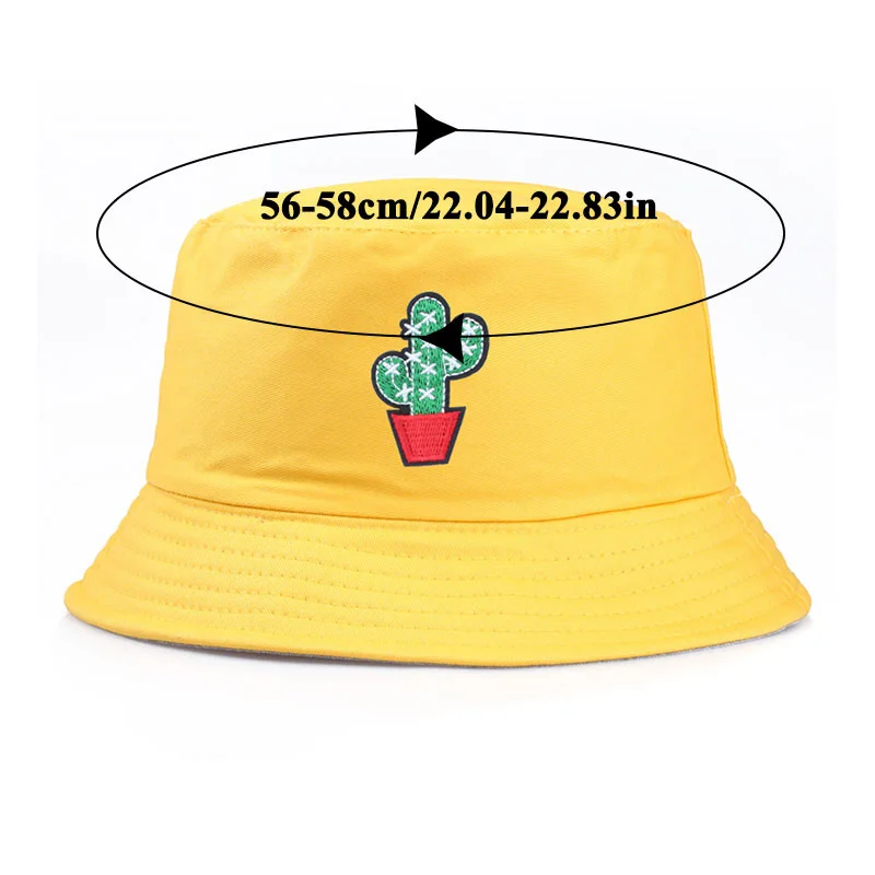 

1PC Beach Cool Cactus Round Hats Cute Cactus Printing Unisex Cotton Soft Fisherman Hat Men Women Hip Hop Casual Sun Cap
