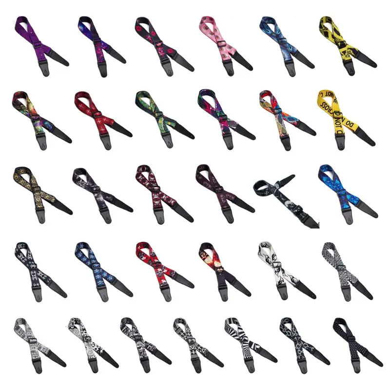 

Nylon Guitar Strap for Acoustic Electric Guitar and Bass Multi-Color Guitar Belt Adjustable Colorful Printing