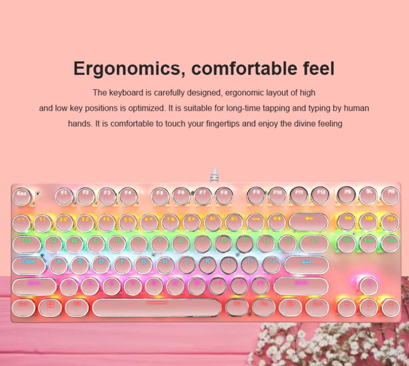 

Gaming Mechanical Keyboard Game Anti-ghosting General Blue Black Pink Switch Backlit USB Wired Keyboard For pro Gamer