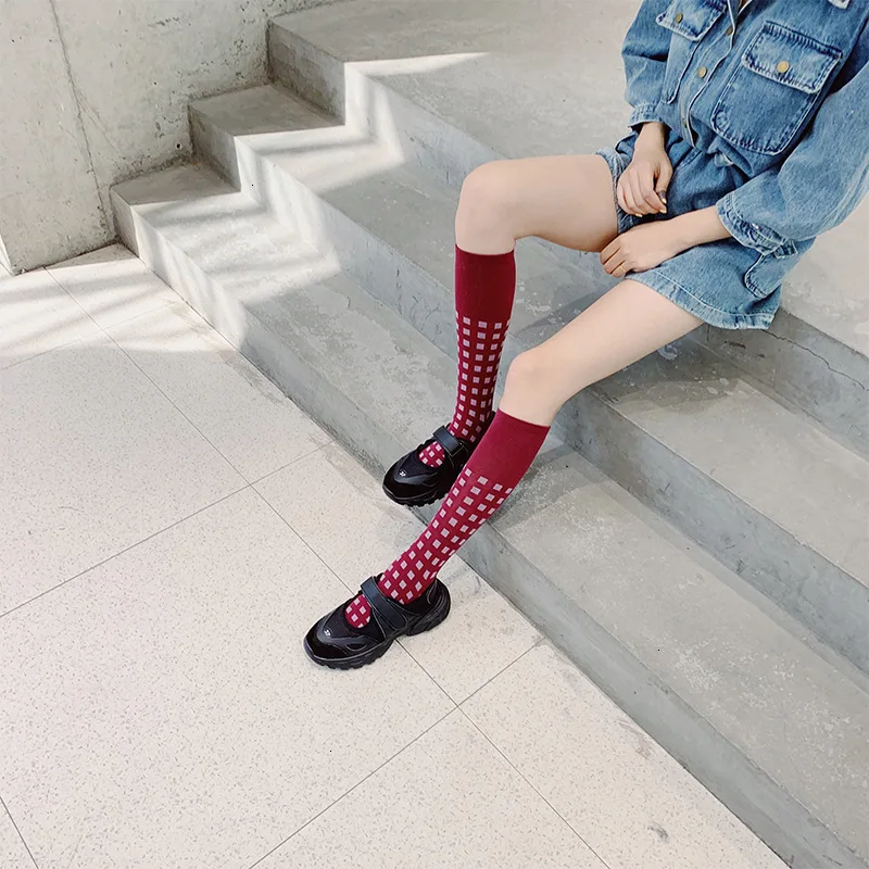 SP & CITY/хлопковые чулки в клетку для колледжа гольфы девочек высокие носки