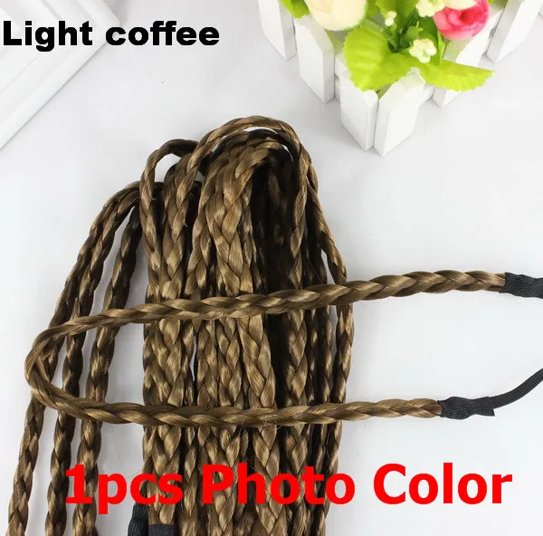 1pcs Light Coffee Isnice, модная, женская, для девушек, синтетические волосы, плетеная, плетеная, эластичная повязка на голову, повязка на голову, плетеная лента, аксессуары для волос, богемный стиль - Цвет: 1pcs Light Coffee