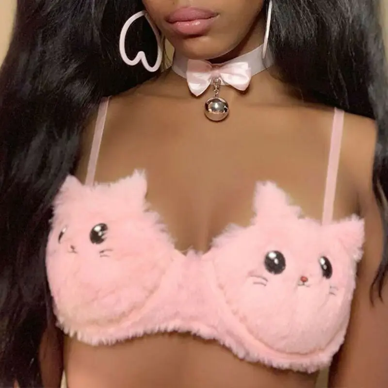 Женский бюстгальтер с вышивкой maomao бюстгальтер-бюстье котом укороченный топ на