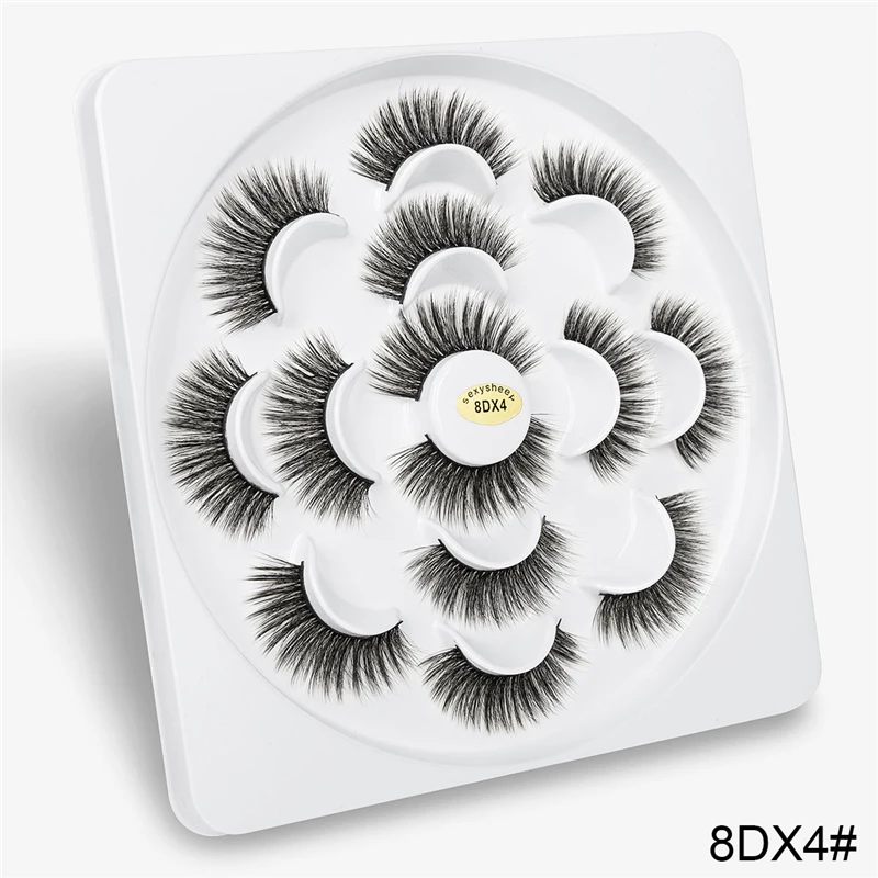 8DX4 ISEEN 7 пар натуральные накладные Искусственные ресницы длинный макияж 3d норковые ресницы наращивание ресниц норковые ресницы для красоты - Цвет: 8DX4