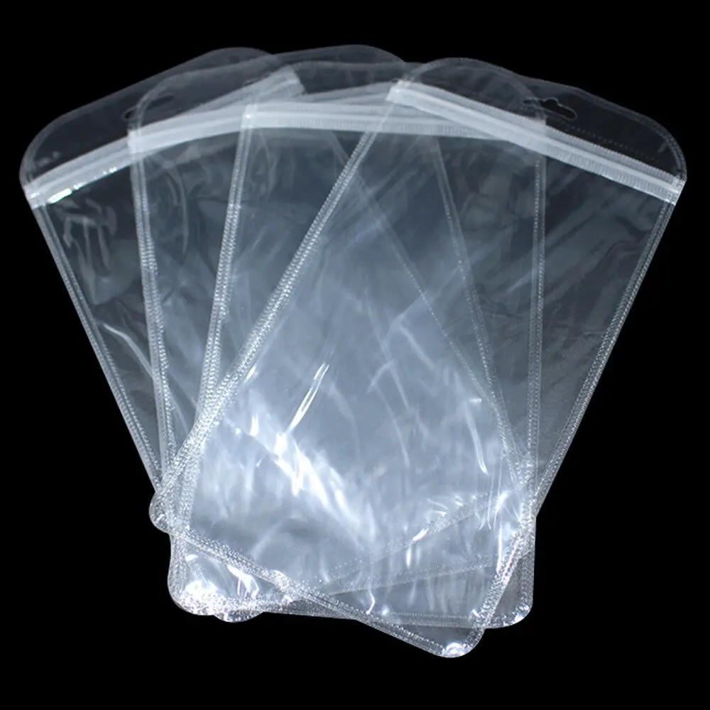 

100 Pcs Clear Zipper Plastic Bag Resealable Electronic Accessory Zip Lock Packing Pouches USB Cable Bags With Hang Hole