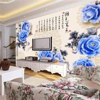 custom wallpaper 3d photo mural peony jade carved rich chinese painting tv background wall living room bedroom hotel wallpaper
