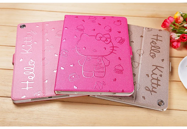 Мягкий чехол hello kitty из искусственной кожи для iPad 9,7 A1822 A1893 трансформер смарт-чехол Funda планшет складной чехол