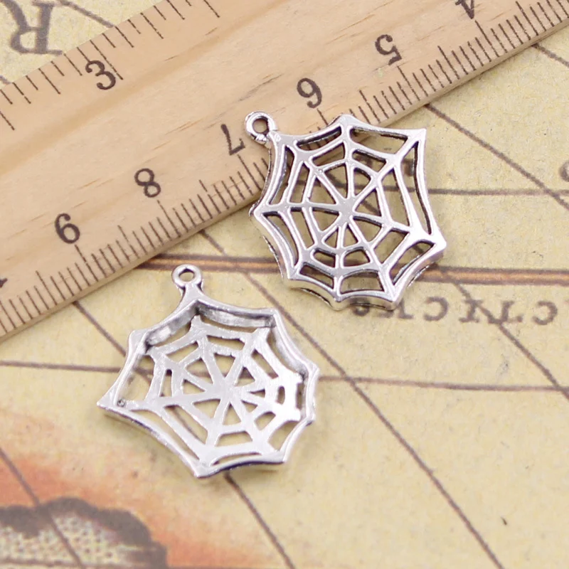 

20pcs Charms Cobweb Spider Halloween 25x23mm Tibetan Silver Pendants Crafts Making Findings Handmade Antique DIY Jewelry
