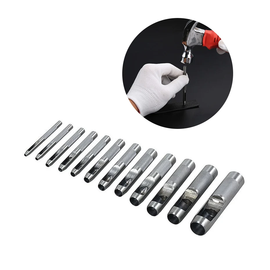 

12 Pcs/Set Hollow Punch Hole 3-16mm Leather Plastic Cutter Washer Gasket Maker Kits JA55