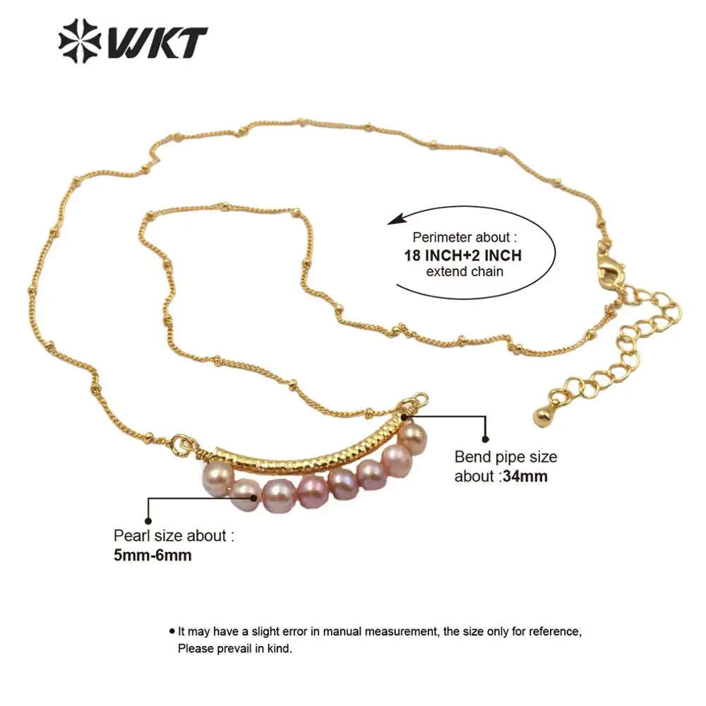 WT-JN102 WKT Natural Freshwater Pearl Necklace Gold Electroplated 18 Inch Women Fashion Jewelry Gift For | Украшения и аксессуары