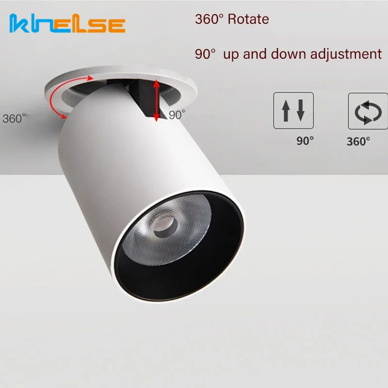 Складной встраиваемый потолочный светильник 7 Вт 12 черный/белый корпус вращение