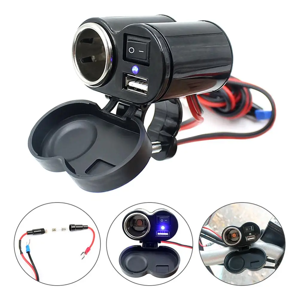 

12V USB Cigarette Lighter Socket Kit For Motorcycle Socket Kit Motorcycle Supplies Waterproof Cigarette Lighter Charger USB