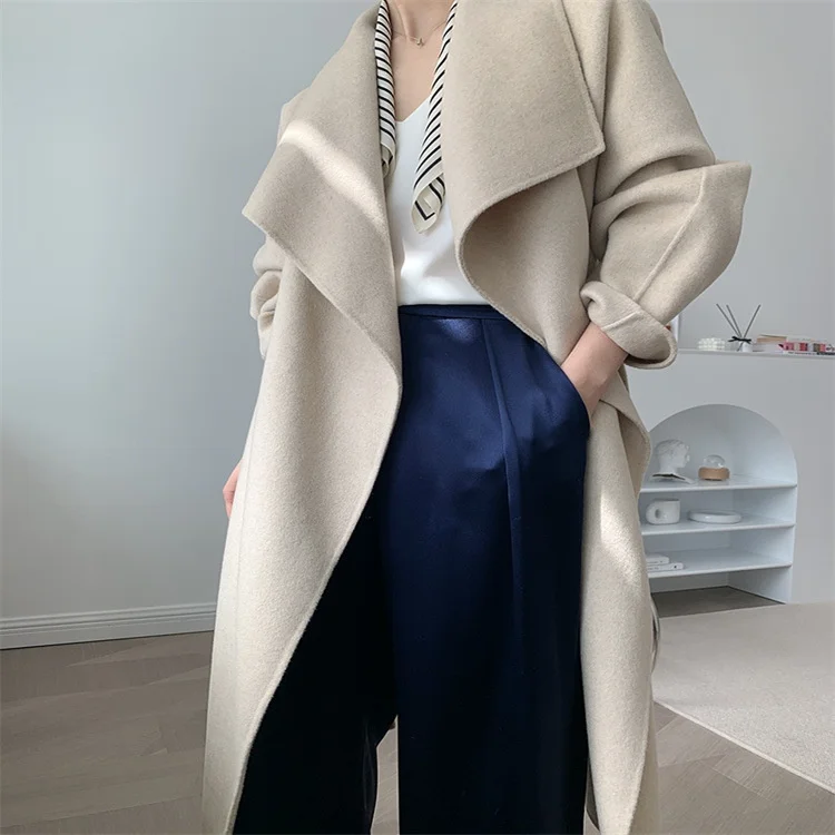 

Big Lapel aura Wang Hepburn double-sided cashmere coat woolen coat women's 20 new 013475