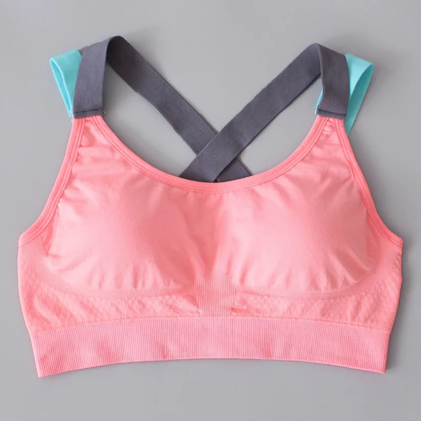 

Girl New Fitness Wear Sexy Sports Bra Women Push Up Yoga Run Gym Straps Beautiful Femem Back No Steel Ring Sports Bra Shockproof