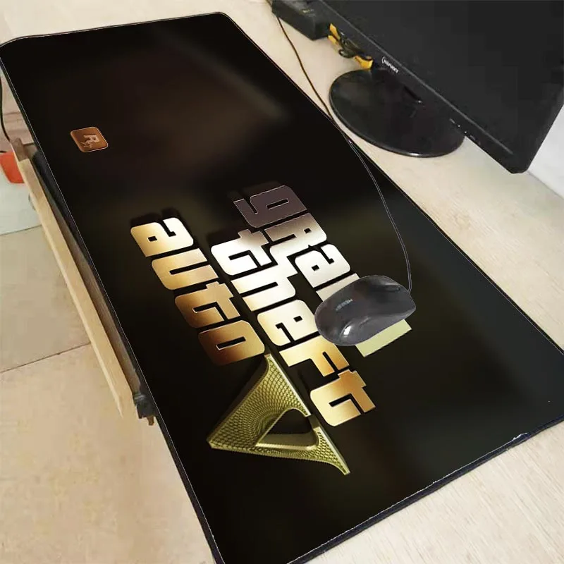 Черный коврик для мыши XGZ GTA 5 с логотипом игровой закругленными краями большой