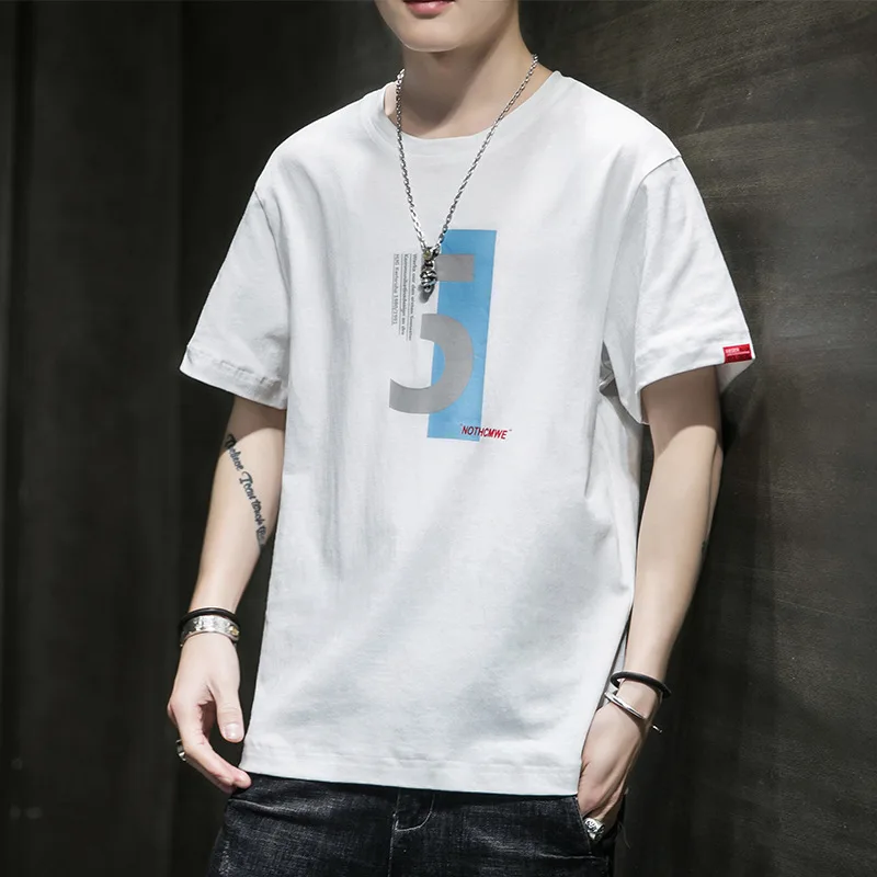 

T-shirt men's summer 2021 new trendy trend cotton casual half-sleeved clothes loose Korean compassionate