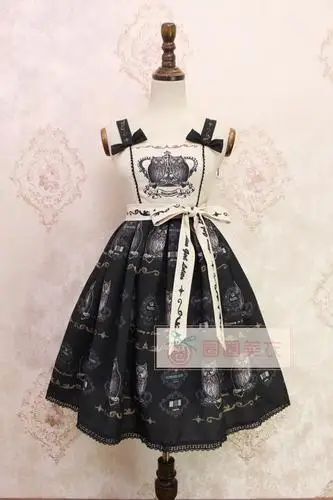 Beige Black Милое Платье в стиле Лолиты с принтом Совы; Повседневное платье миди; платье Alice Girl; ограниченное количество; - Цвет: Beige Black