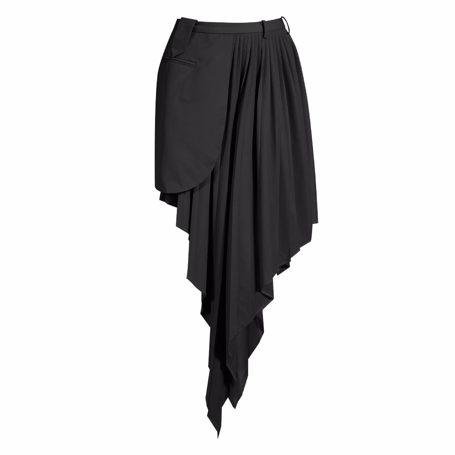 

GALCAUR Asymmetric Hem Skirt For Women High Waist Lace Up Pleated Patchwork Plus Size Skirts Female 2020 Fashion Clothing New