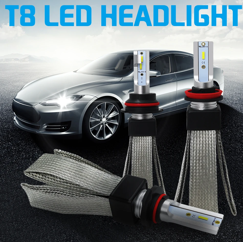Roadsun огни автомобиля светодиодный H4 H7 H11 H1 H3 880 9005 9006 9007 H27 HB3 HB4 светодиодный фары лампы авто лампы со светодиодными кристаллами для помощи при парковке 12V 6000K
