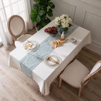 ins polyester table cloth retro flower tassel tablecloth tv cabinet home decor table cover for wedding dining table runner