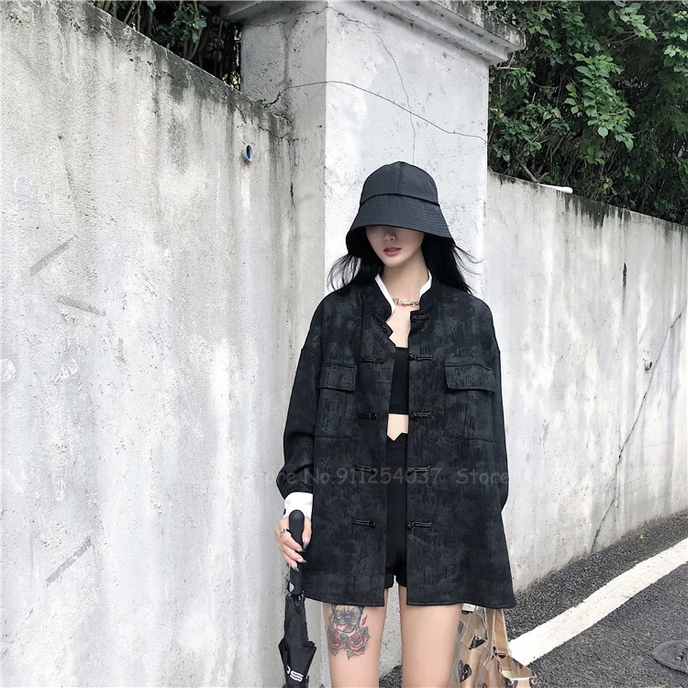 Парная черная Повседневная Блузка в китайском стиле чонсам футболка кунг-фу