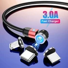 1 м 360  + 180  вращающийся магнитный Зарядное устройство Micro USB C Тип C кабель быстрой зарядки USB кабель Магнитная Зарядка Мобильный телефон кабеля для передачи данных
