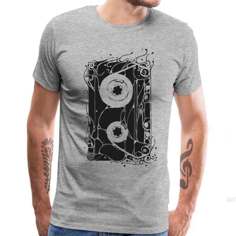 Футболка мужская с принтом кассетки 100% хлопок коротким рукавом | Мужская одежда