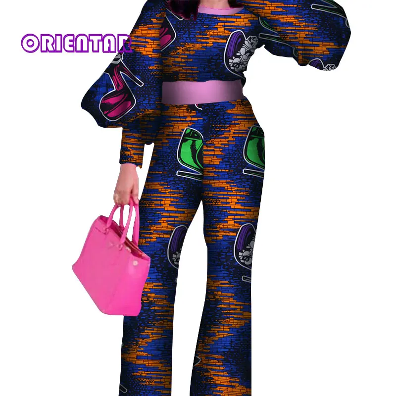 Комбинезоны Африканский Воск Принт одежда для женщин девушек с буффами на