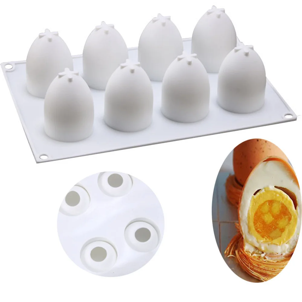 

8 Cavities Easter Egg Shape Cake Mold Mousse Fondant Chocolate Decorating Cake Jelly Silicone Molds Kitchen Baking Moulds