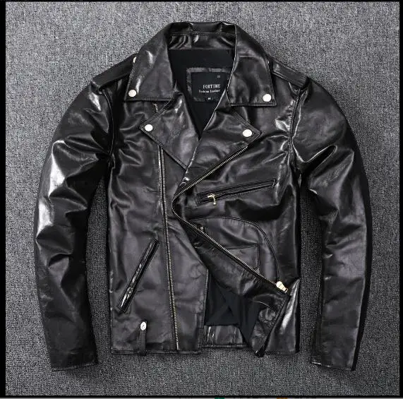 

Free shipping.2020 New Mens slim genuine leather jacket,Italy batik sheepskin coat,classic J24 motor biker leather clothes