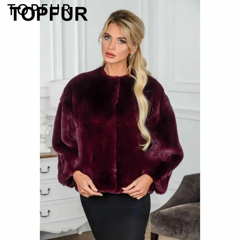Новая стильная зимняя шуба TOPFUR из натурального меха модное женское роскошное