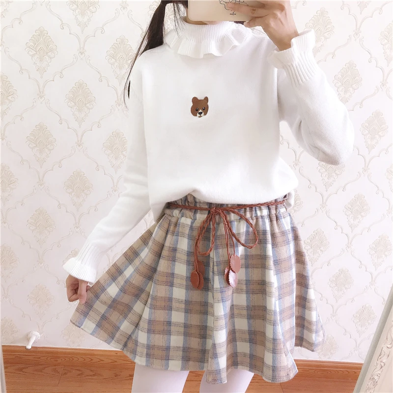 Короткая клетчатая юбка в японском стиле для девочек универсальная утепленная