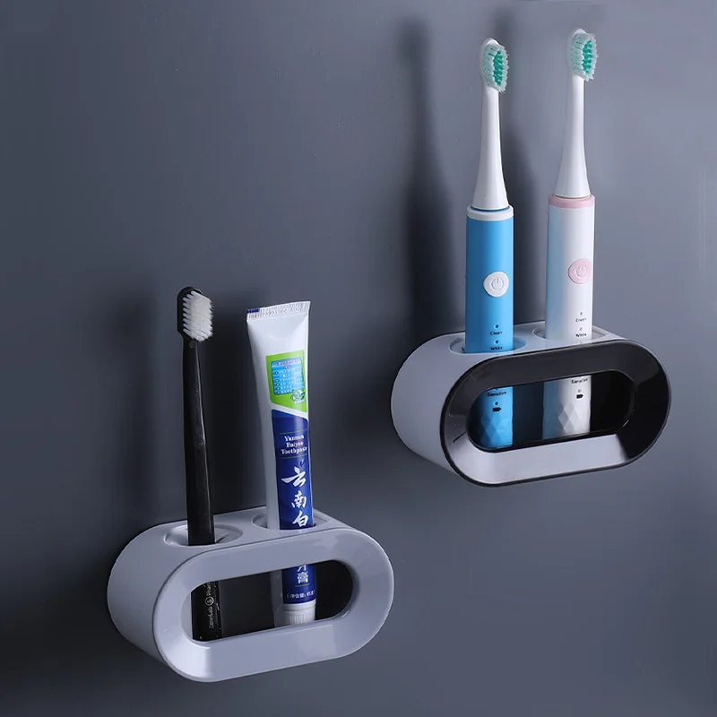 

Punch-free toothbrush storage rack double-hole toothbrush holder bathroom electric toothbrush holder