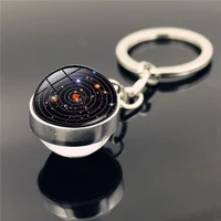 solar system pendantkey ring key chain planet key ring key chain galaxy s double sided glass dome creative gifts
