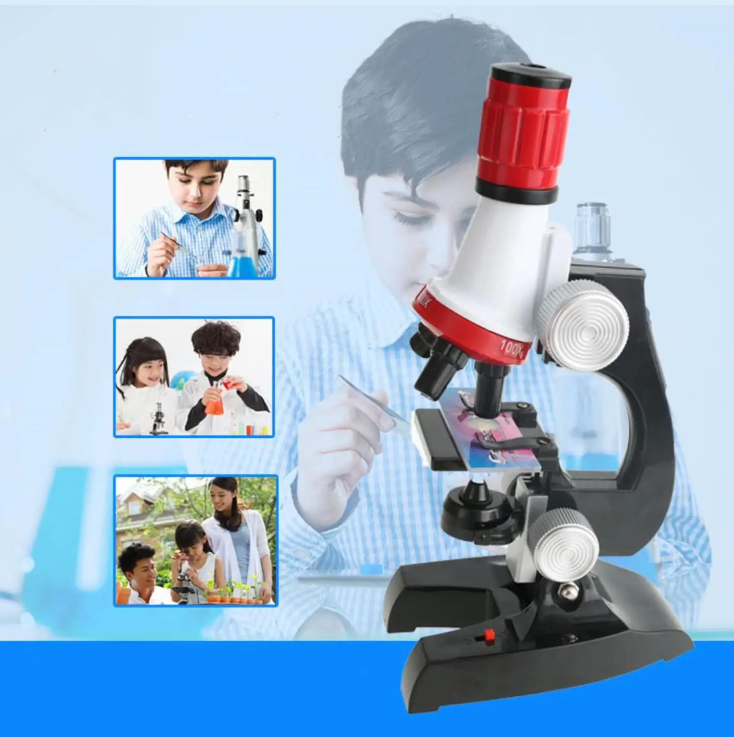 HD 1200x Science микроскоп игрушка биологическая детский набор для изучения и