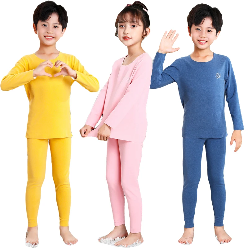 

Spring Autumn Homewear Suit Girls Clothing Sets Boys Pajama Sets Baby No Trace Warm Sleepwear Candy Colors Kids Clothes 3-14 Y