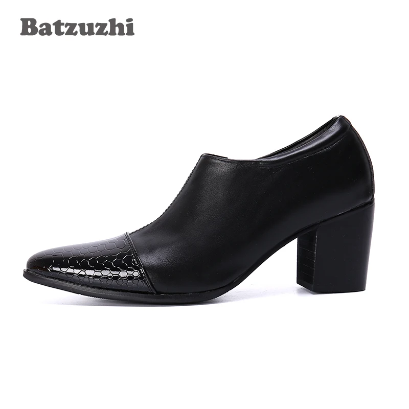 Batzuzhi 7 5 см высокий каблук модные кожаные мужские ботинки с острым носком