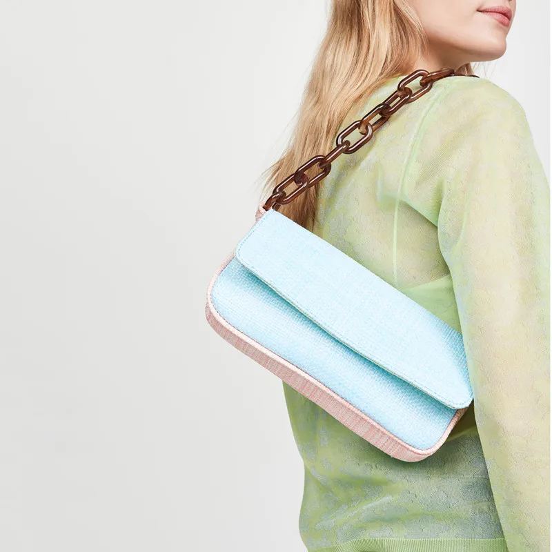 

Women's Bag 2020 Summer Korean Version Ins Single Shoulder Fashion Temperament Casual Baguette Bag Armpit Solid Color Bag