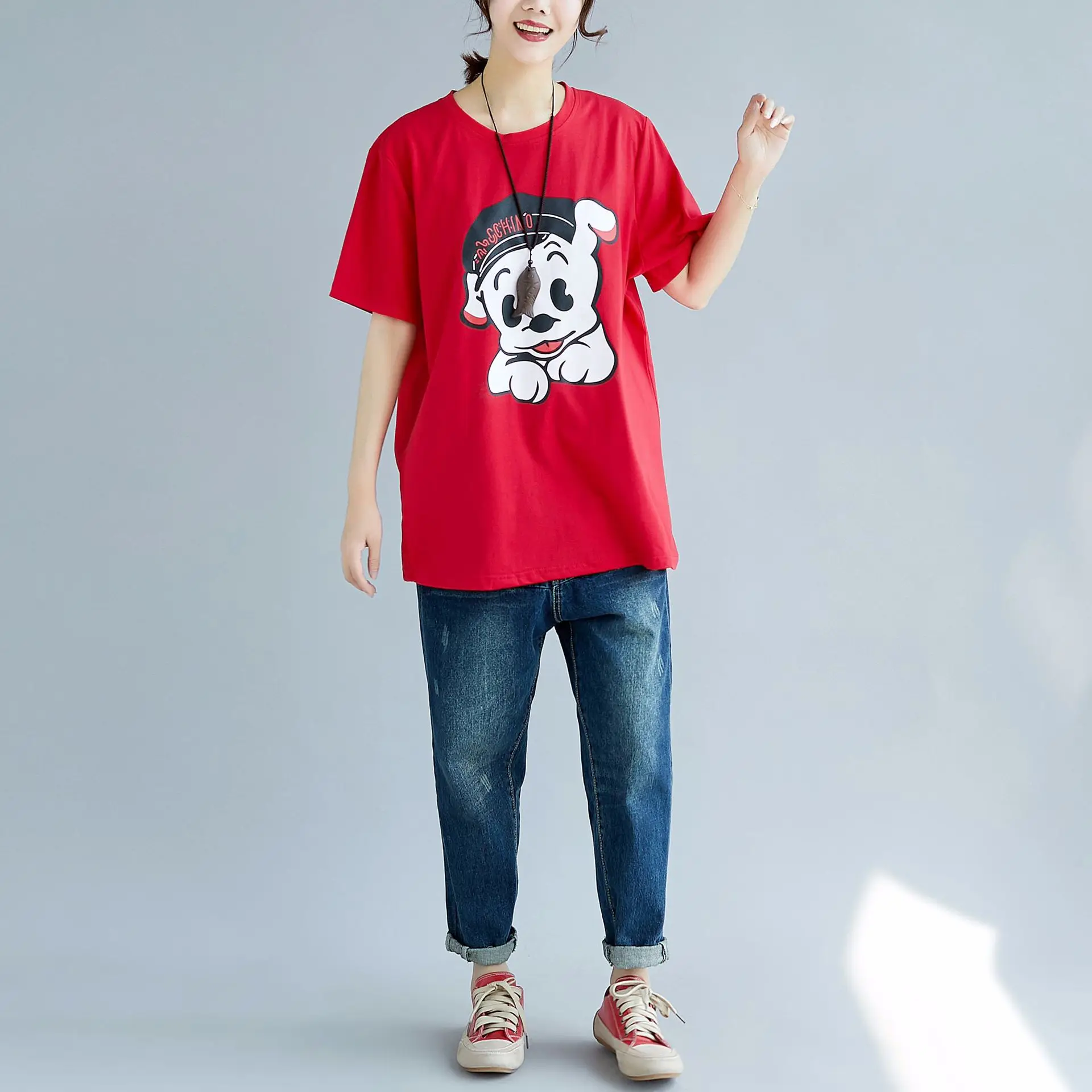 

Women Tops Punk Cartoon CAN FANe Letter Print Tee Shirt Femme T-shirt Casual Tee Shirt Black